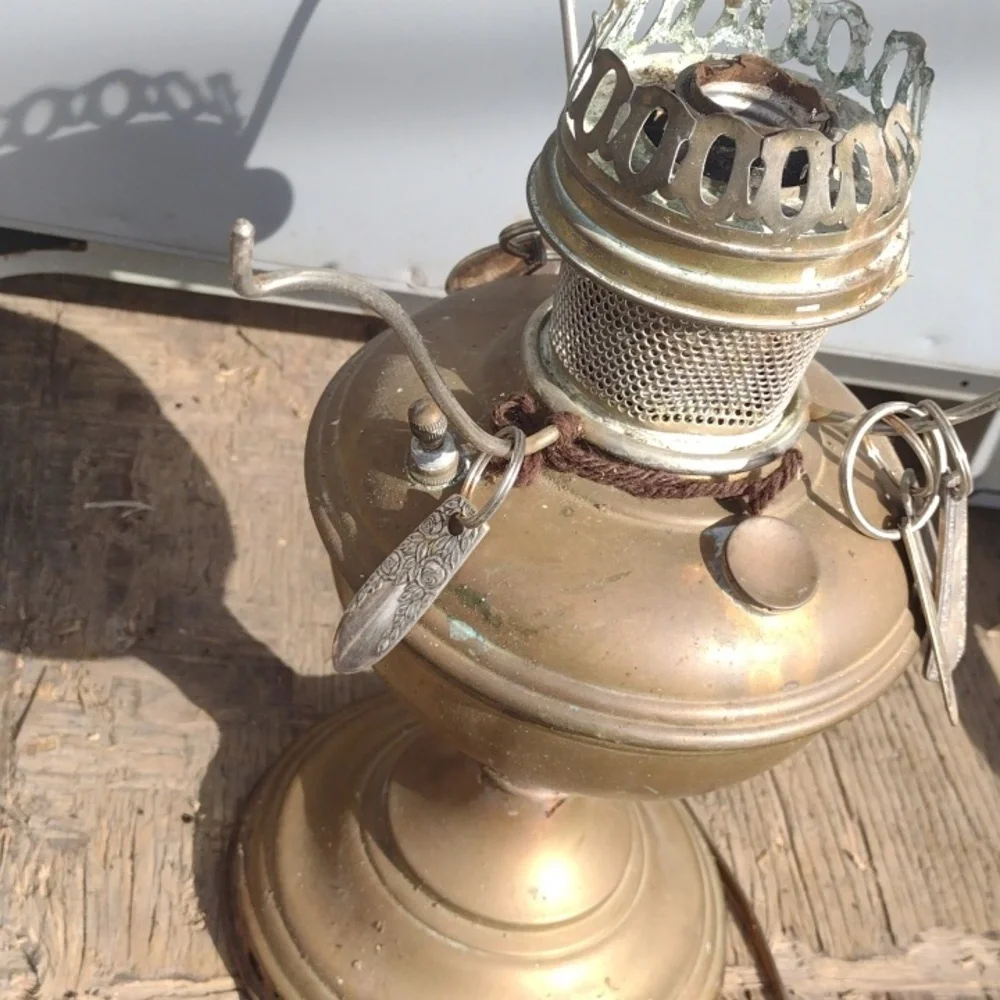 Vintage Brass Oil Lamp Electric